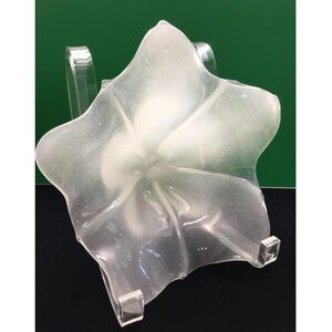 Vintage Viking Frosted Satin Glass Bowl Lotus Flower White 7'' Home Decor